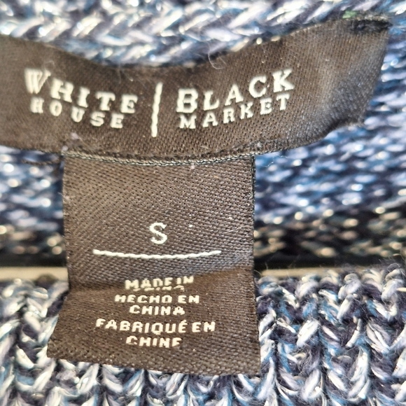 White House Black Market SzS Blue Knit Cowl Neck Sweater Long Sleeves Slit Hem - Picture 11 of 11